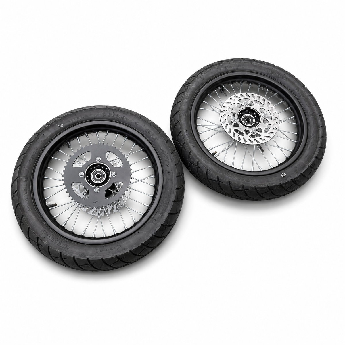 CHROME or BLACK 14" Supermoto Wheelsets