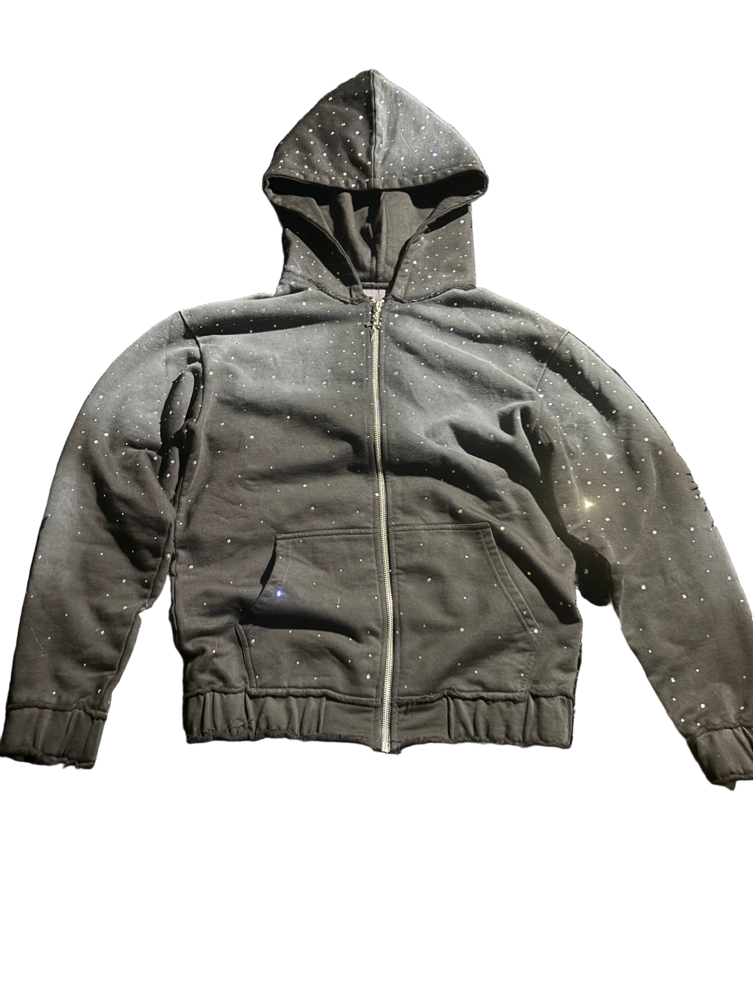 Rhinestone zip up hoodie