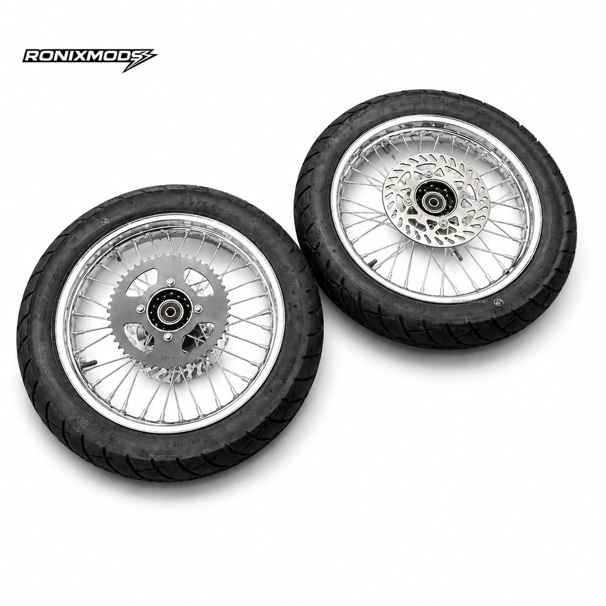 CHROME or BLACK 14" Supermoto Wheelsets